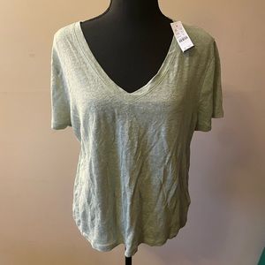 NWT J. Crew Relaxed Linen V-Neck Tee Shirt.